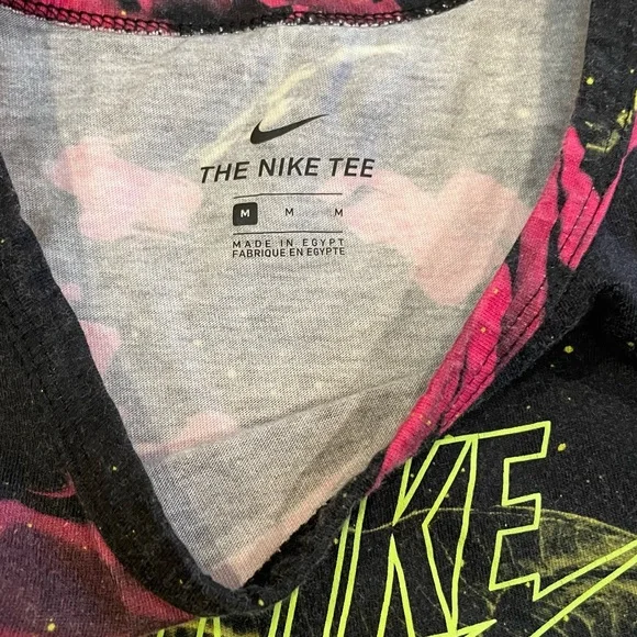 Nike Men’s Floral Tank Black, Pink, & Neon Yellow. Medium - Picture 4 of 5